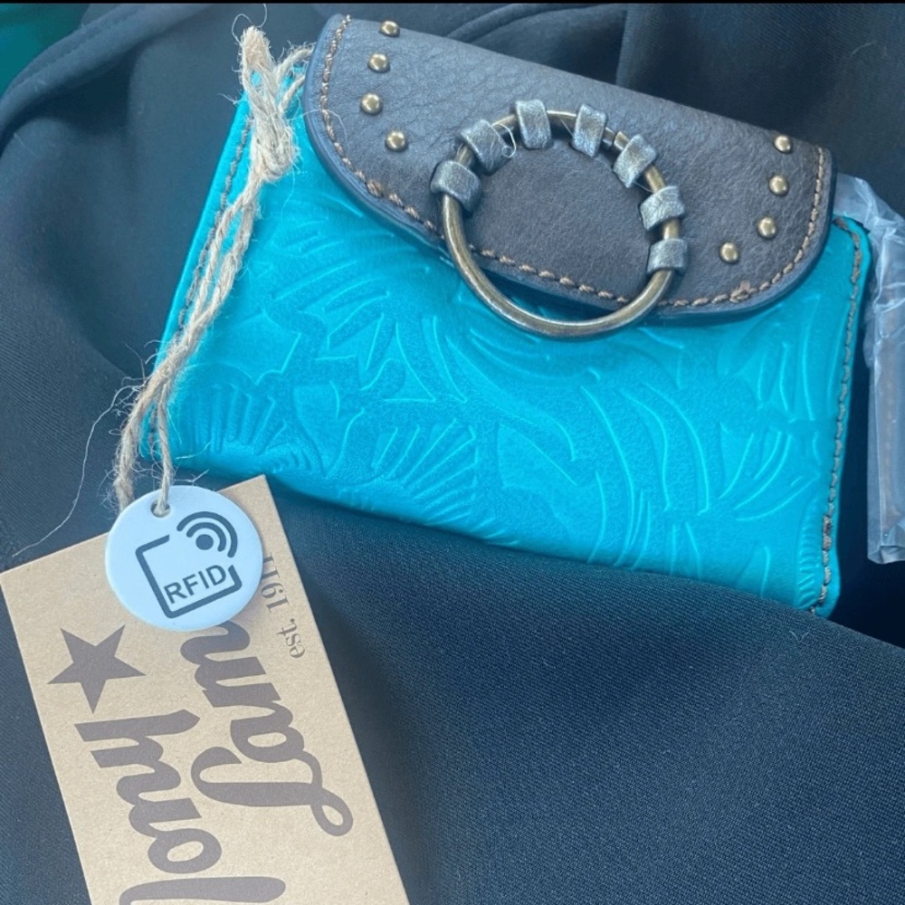 NWT Tony Lama Tooled Turquoise Leather Wristlet Wallet - Picture 5 of 5